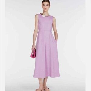 Weeknd Max Mara Scafati Lilac Linen Midi Dress Pink - Amazing Condition
